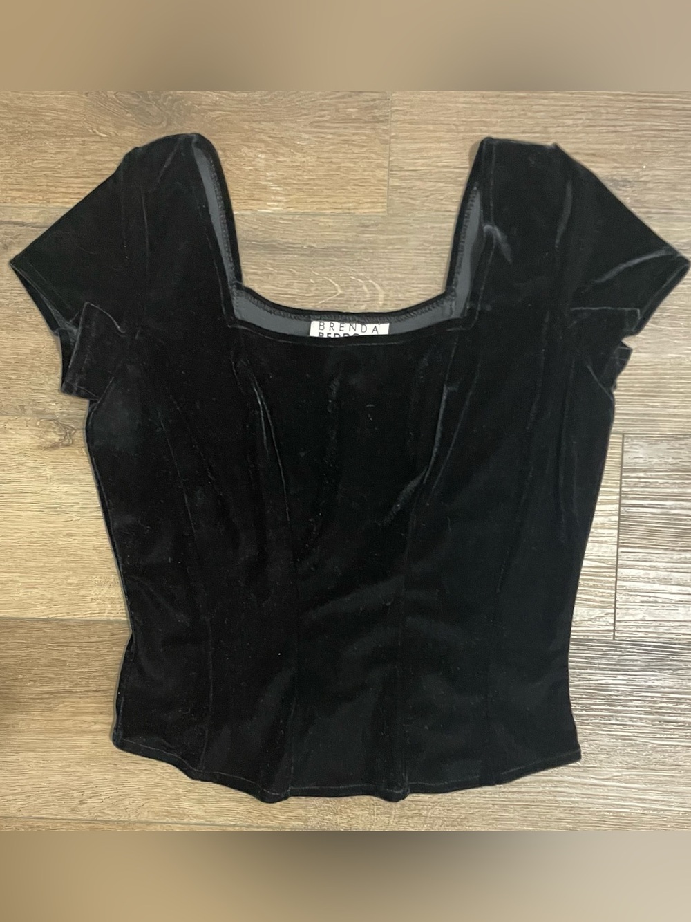 Black Velvet Square-Neck Corset Cut Women's Top